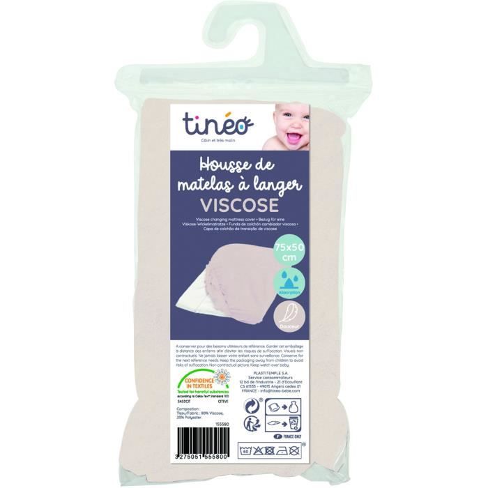 TINEO Bamboo Viscose Changing Mat Cover - Absorbent Terry Cloth - Elasticated Corners