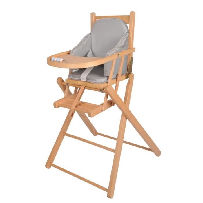 TINEO Baby High Chair Cushion - Adjustable - PVC - Safety Straps - Easy to Wash - 27x26x33cm Grey