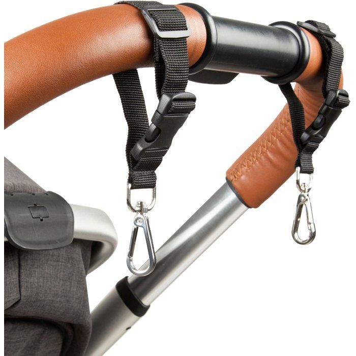 TINEO - Diaper Bag Clips Set - 2 Carabiners - Black - Universal Fit