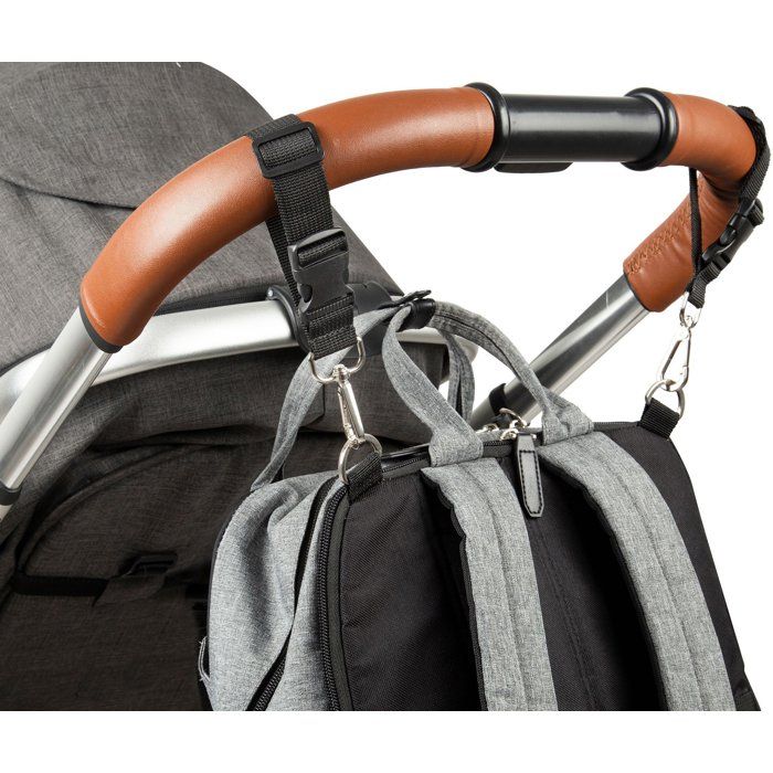 TINEO - Diaper Bag Clips Set - 2 Carabiners - Black - Universal Fit