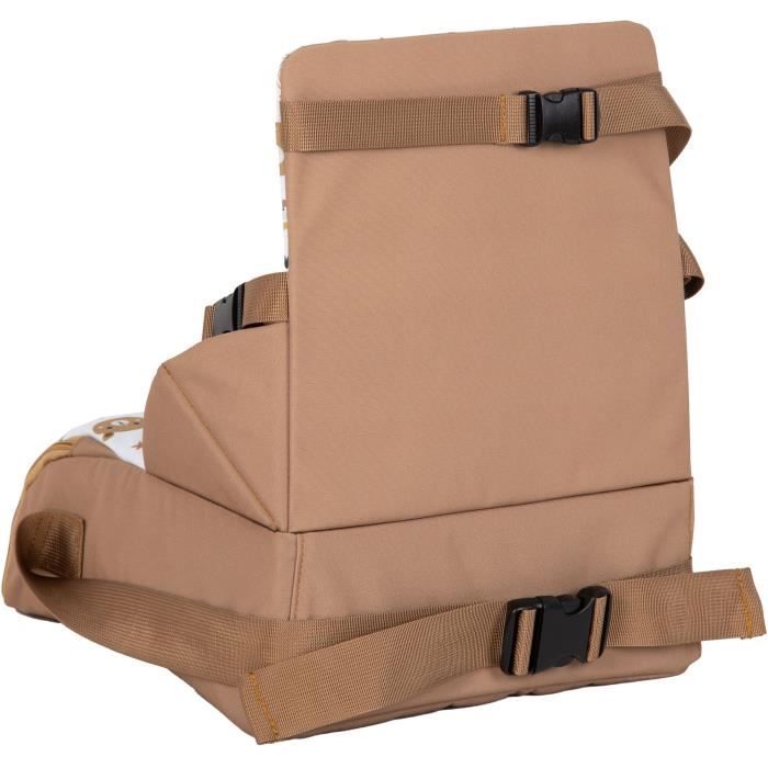 TINEO Portable Booster Seat, Ultra Compact, 30 x 28 x 13 cm, Camel/Teddy Bears