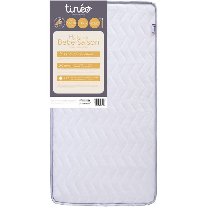 TINEO Baby Mattress for All Seasons - 60 x 120 cm - 11 cm Thick
