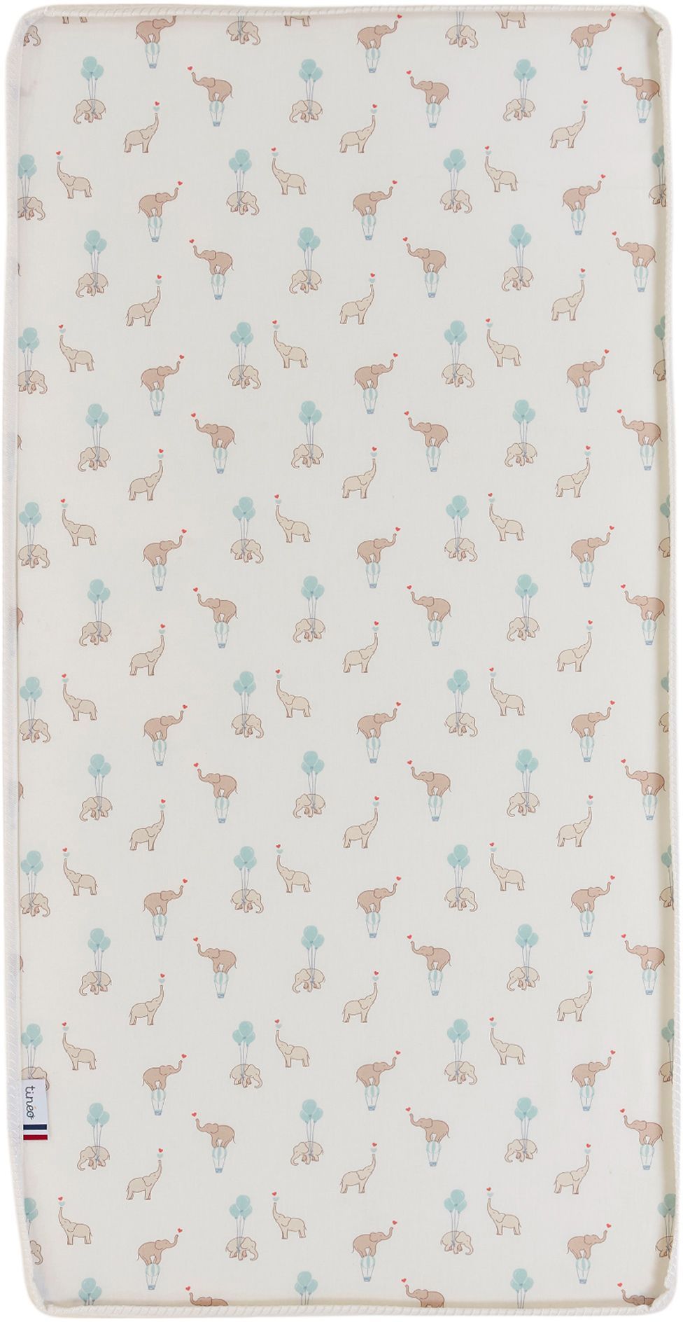 TINEO Mattress - COMFORT FUN - 60 x 120 cm - 8 cm Thick - White/ Elephants