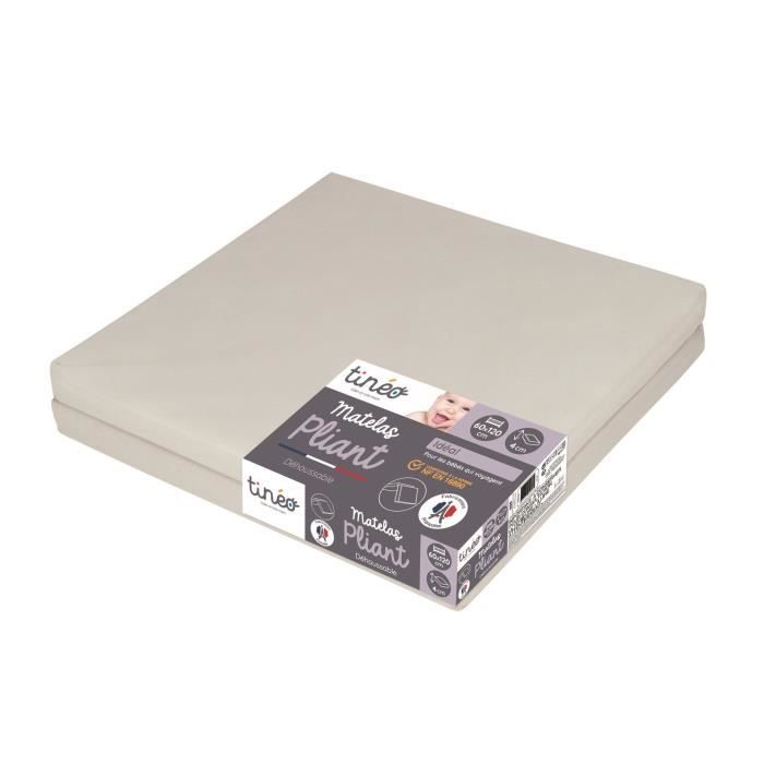 Folding Baby Mattress - 60 x 120 x 4 cm - 2 Parts - Removable Cover 60x120x4cm