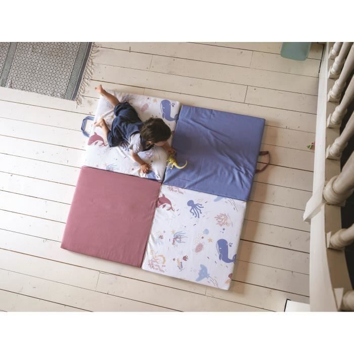 CLEVER 3-in-1 Ocean Treasures Rug - Adjustable - Removable Cover - 120x120x5 cm