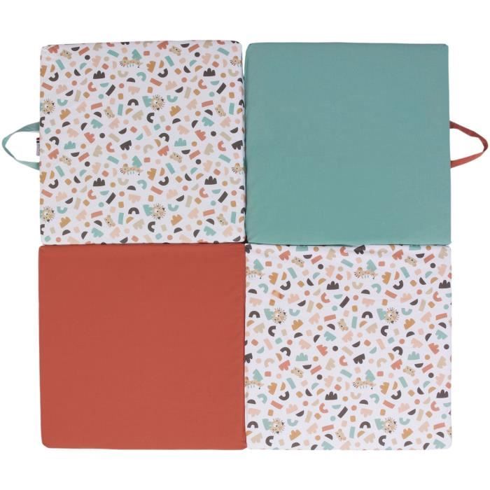 Clever Playmat - TINEO - 3-in-1 Multifunctional Developmental Playmat - 120 x 120 cm - Geometric/ Fun Animals
