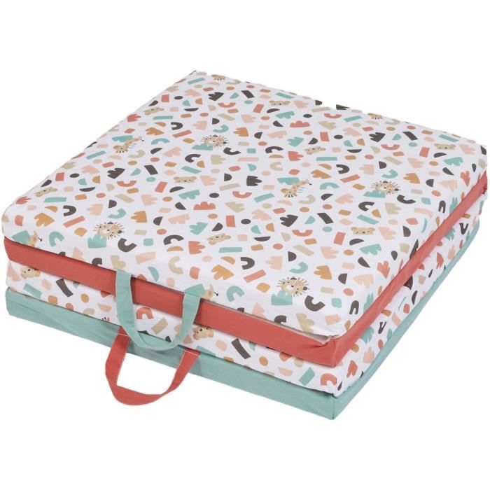Clever Playmat - TINEO - 3-in-1 Multifunctional Developmental Playmat - 120 x 120 cm - Geometric/ Fun Animals