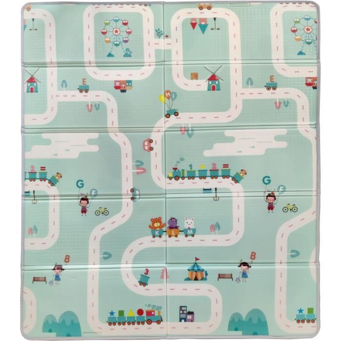 TINEO - Reversible Maxi Playmat - 150 x 180 cm - Animal Front/ Car Track