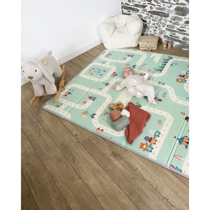 TINEO - Reversible Maxi Playmat - 150 x 180 cm - Animal Front/ Car Track