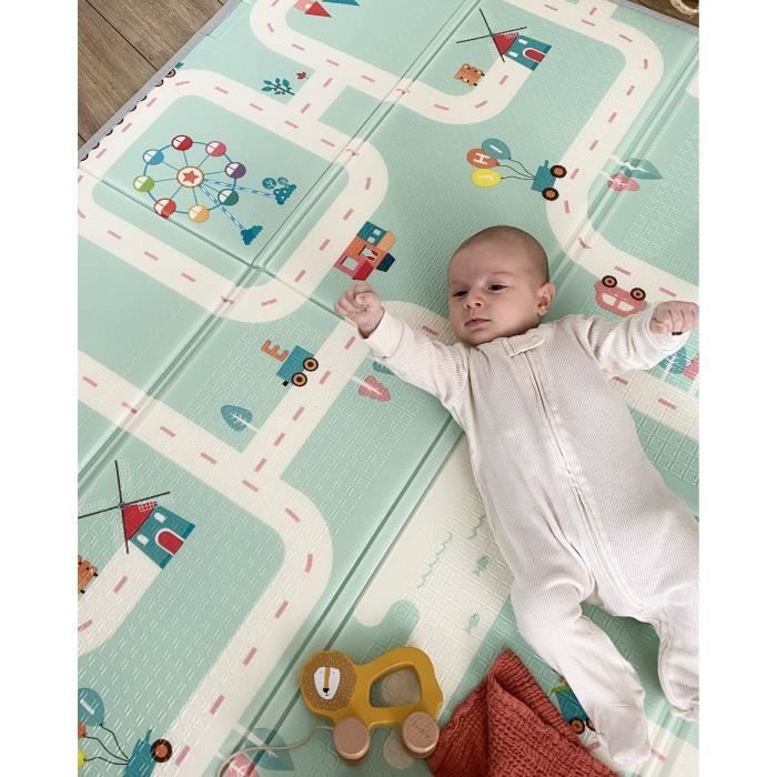 TINEO - Reversible Maxi Playmat - 150 x 180 cm - Animal Front/ Car Track