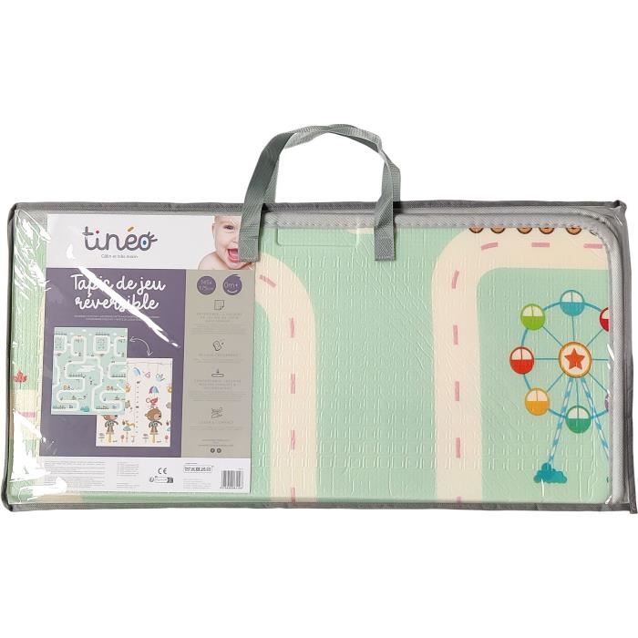TINEO - Reversible Maxi Playmat - 150 x 180 cm - Animal Front/ Car Track