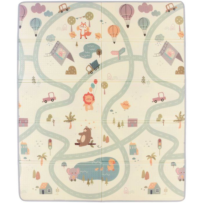 TINEO - Maxi Playmat - Reversible - 150 x 180 cm - Animals/ Car Track