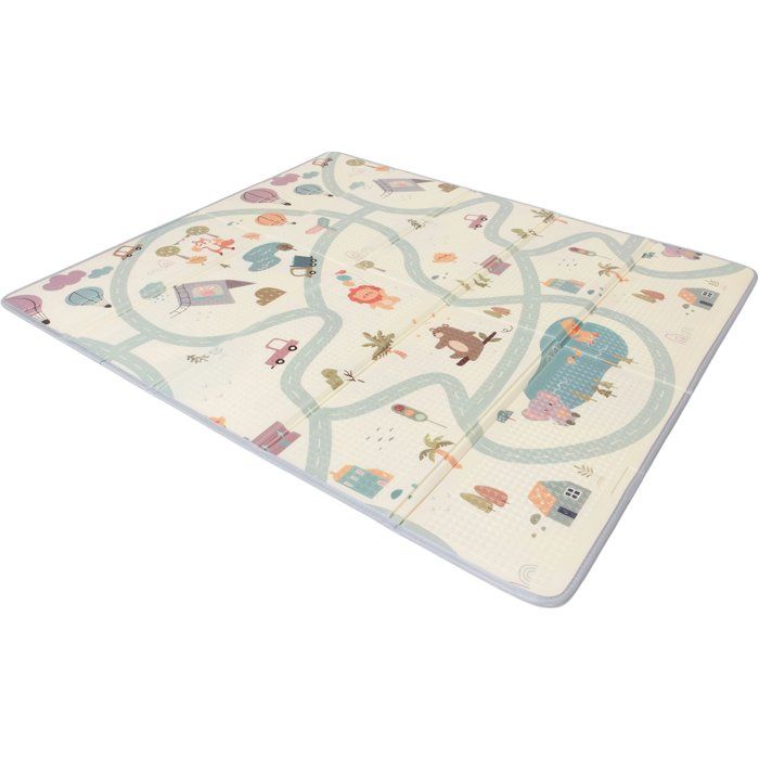 TINEO - Maxi Playmat - Reversible - 150 x 180 cm - Animals/ Car Track