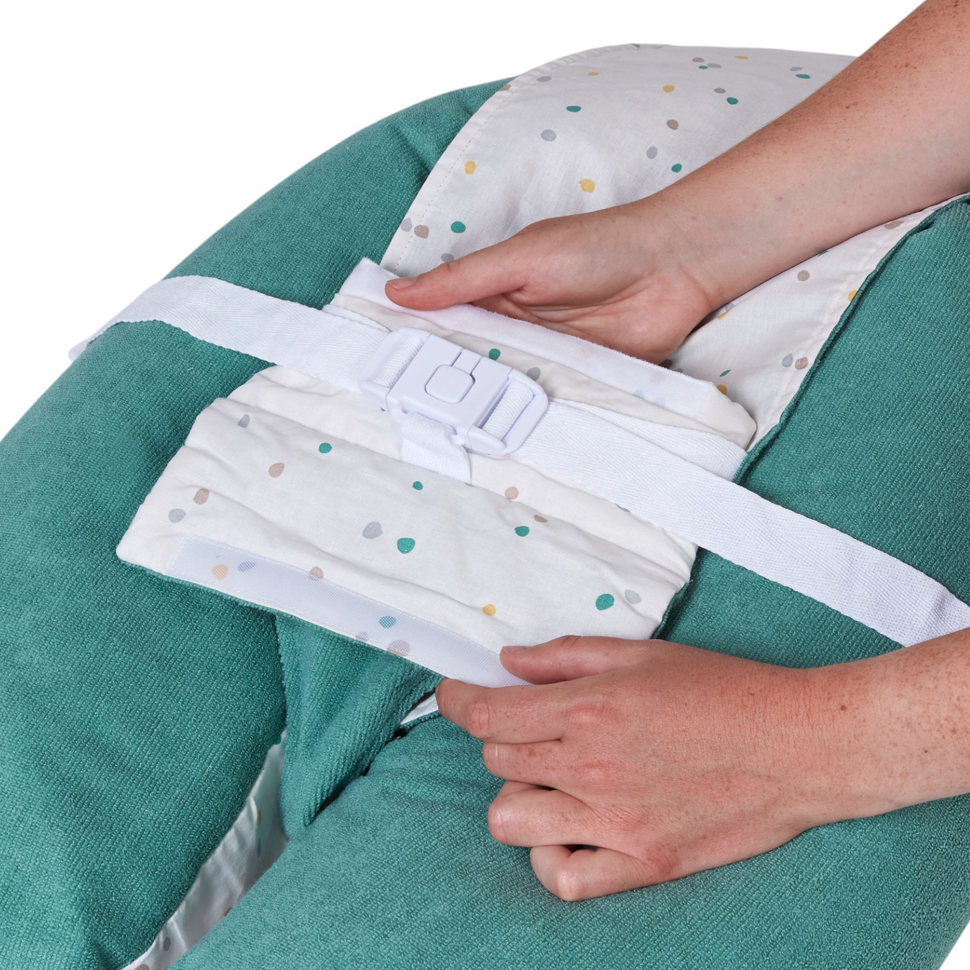 TINEO 3-in-1 Maternity Pillow - MULTIRELAX - Terry Cloth - Green/ Polka Dots