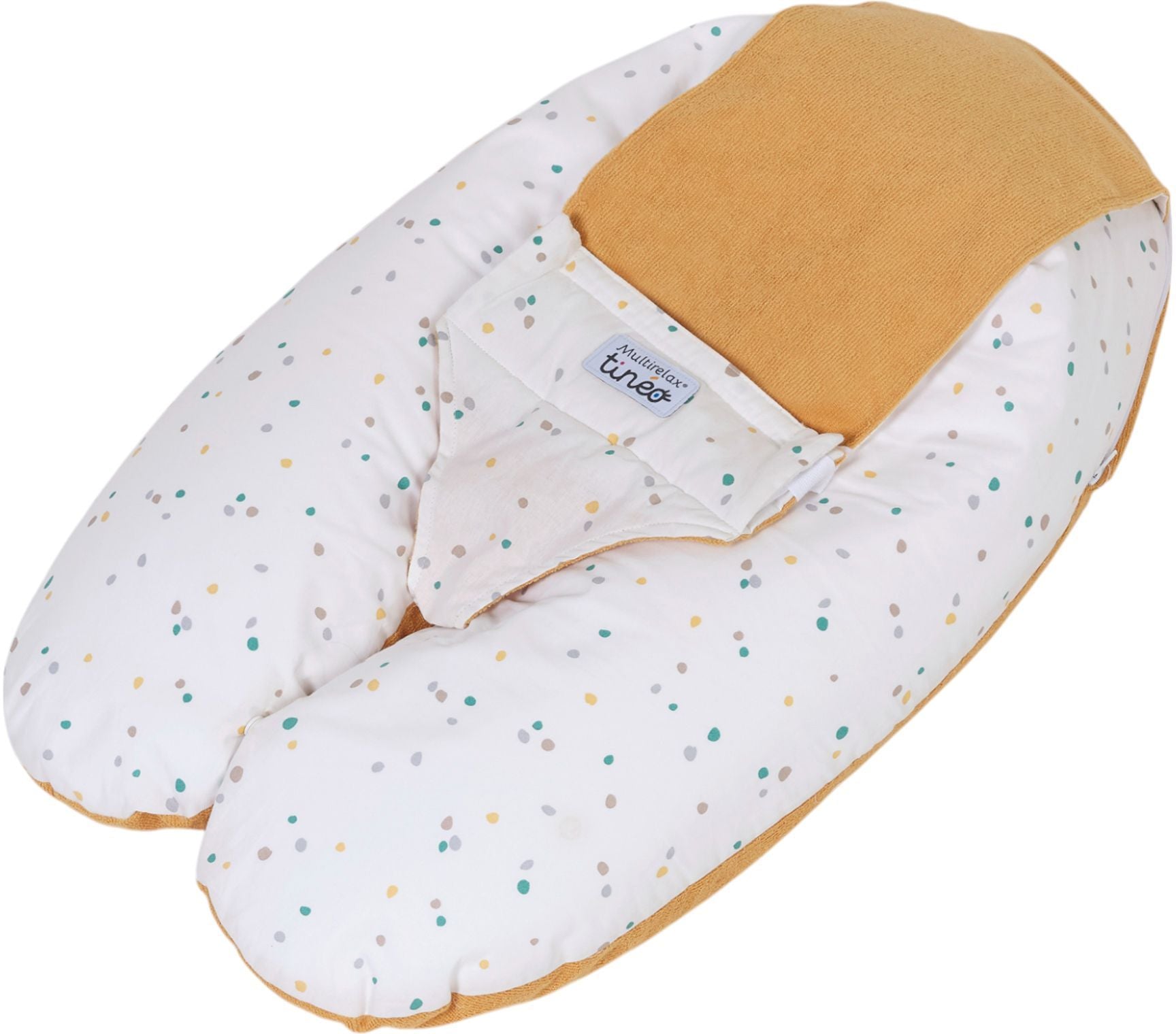 TINEO 3-in-1 Maternity Pillow - MULTIRELAX - Terry Cloth - Yellow/ Polka Dots