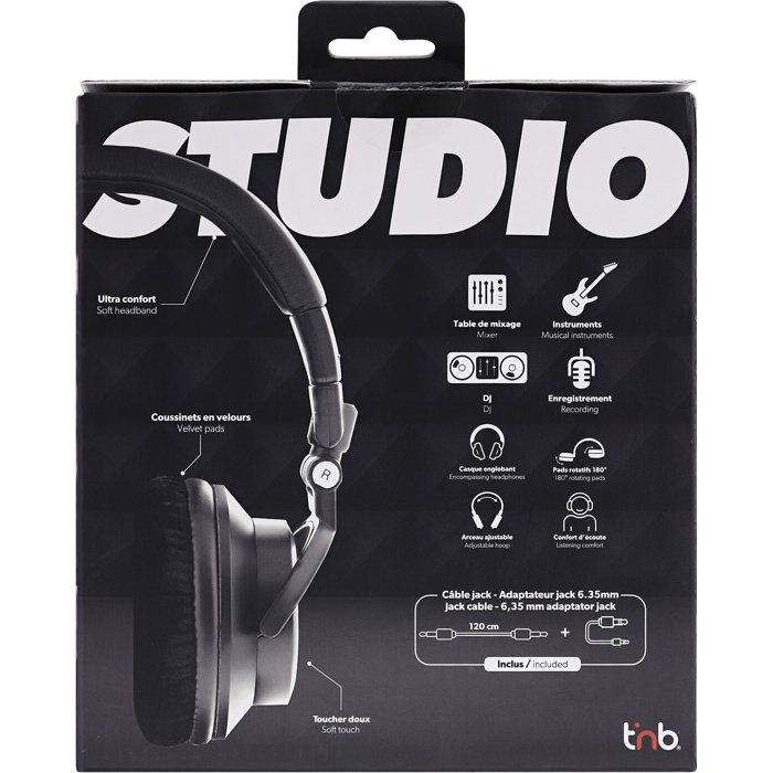 T'nb Wired Monitoring Headphones - Studio - 3.5 mm + 6.35 mm Jacks - Adjustable Headband