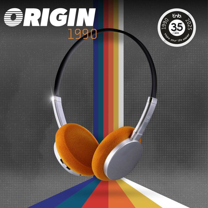 T'nb Wireless Headphones - Origin - Bluetooth - Up to 40-Hour Battery - Black/Grey