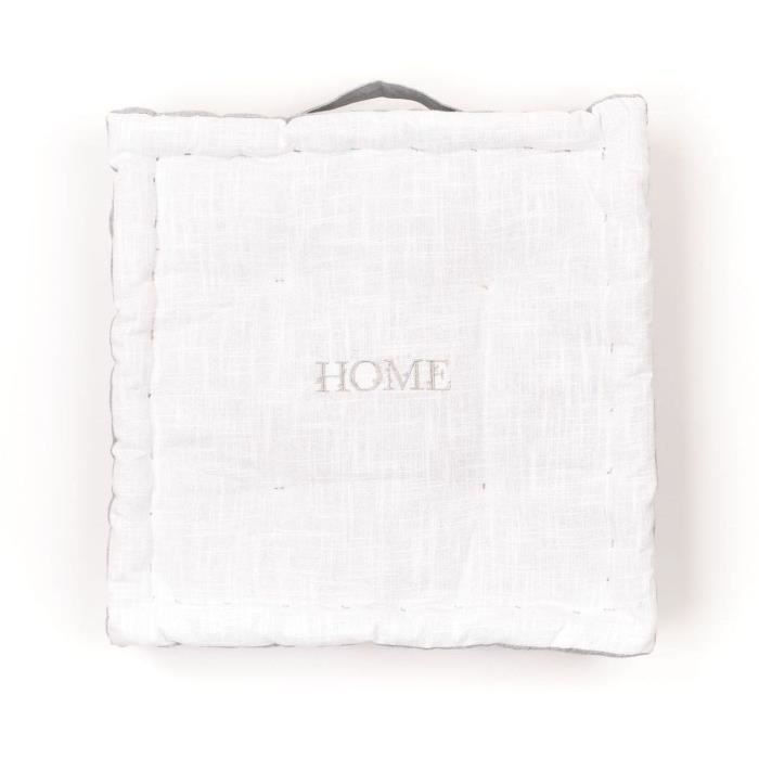TODAY Floor Cushion - CHARME - Slub x Chambray x Capucine Embroidery - 40 x 40 x 10 cm
