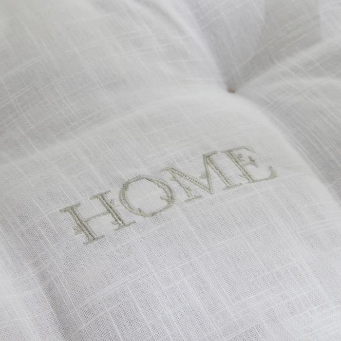 TODAY Floor Cushion - CHARME - Slub x Chambray x Capucine Embroidery - 40 x 40 x 10 cm