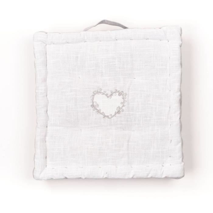 TODAY Floor Cushion - CHARME - Slub x Chambray x Constance Embroidery - 40 x 40 x 10 cm
