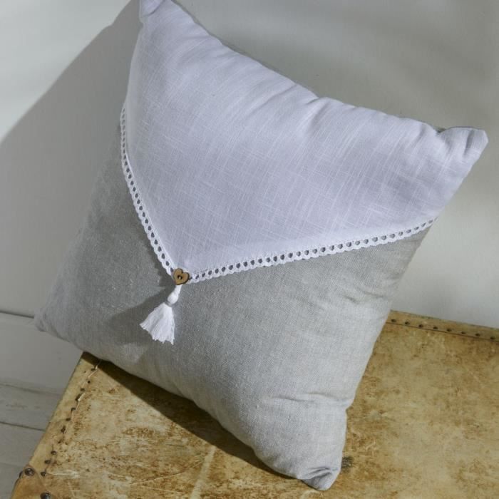 Today Cushion - Charme - Slub x Chambray x Pompon Capucune - 40 x 40 cm