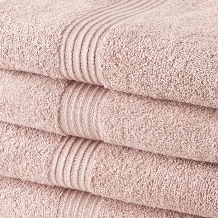 TODAY Set of 4 Bath Towels 100% Cotton - 50x100 cm - Sand Pink