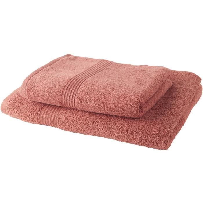 TODAY - Set of 1 Bath Sheet 100% Cotton 70x130 cm + 1 Bath Towel 50x100 cm - Terracotta