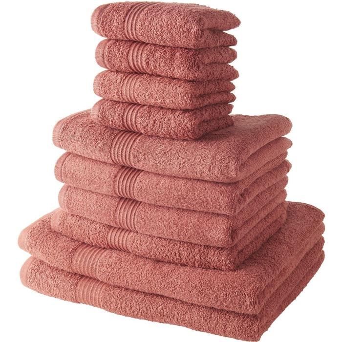 TODAY Set of 4 Guest Towels 30x50 cm + 4 Bath Towels 50x100 cm + 2 Bath Sheets 70x130 cm 100% Cotton Terracotta
