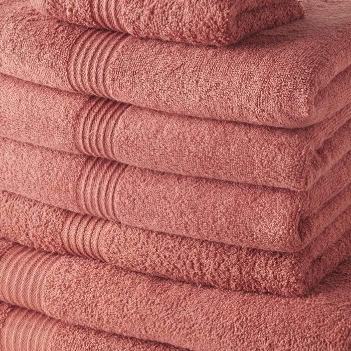 TODAY Set of 4 Guest Towels 30x50 cm + 4 Bath Towels 50x100 cm + 2 Bath Sheets 70x130 cm 100% Cotton Terracotta