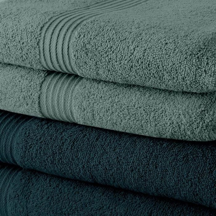 TODAY Bath Sheets Set of 5 70x130 cm 100% Cotton - 3 Peacock + 2 Celadon