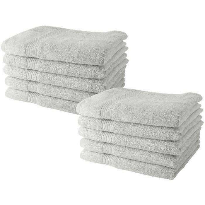 TODAY Bath Towels Set of 10 50x90 cm 100% Cotton - Chalk