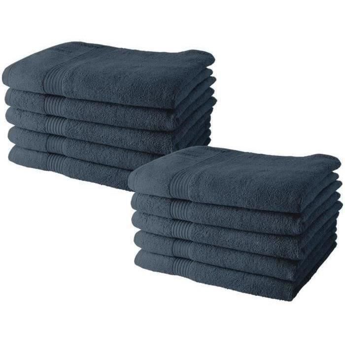 TODAY Bath Towels Set of 10 50x90 cm 100% Cotton - Denim