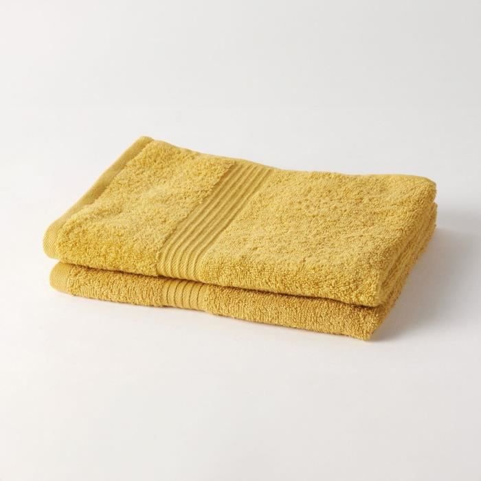 TODAY Essential Set of 2 Bath Towels - 50 x 90 cm - 100% Cotton - Ochre