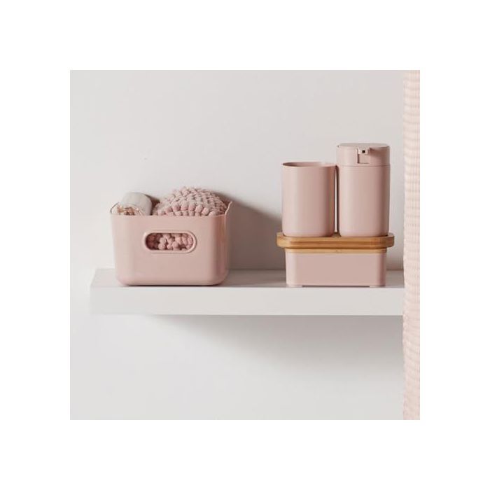 TODAY Shower Set - Basket, Mat, Curtain - Pink