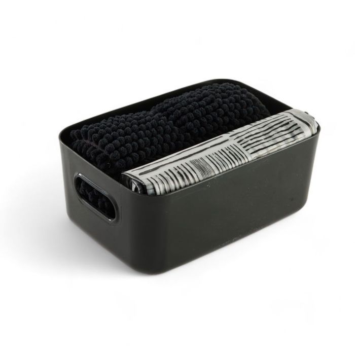 TODAY Shower Set - Basket, Mat, Curtain - Black