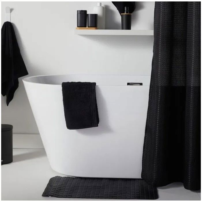 TODAY Shower Set - Basket, Mat, Curtain - Black