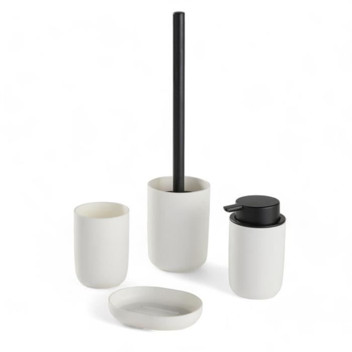 4-Piece Bathroom Accessory Set - TODAY - UTILITY - Tumbler, Soap Dispenser, Toilet Brush - White