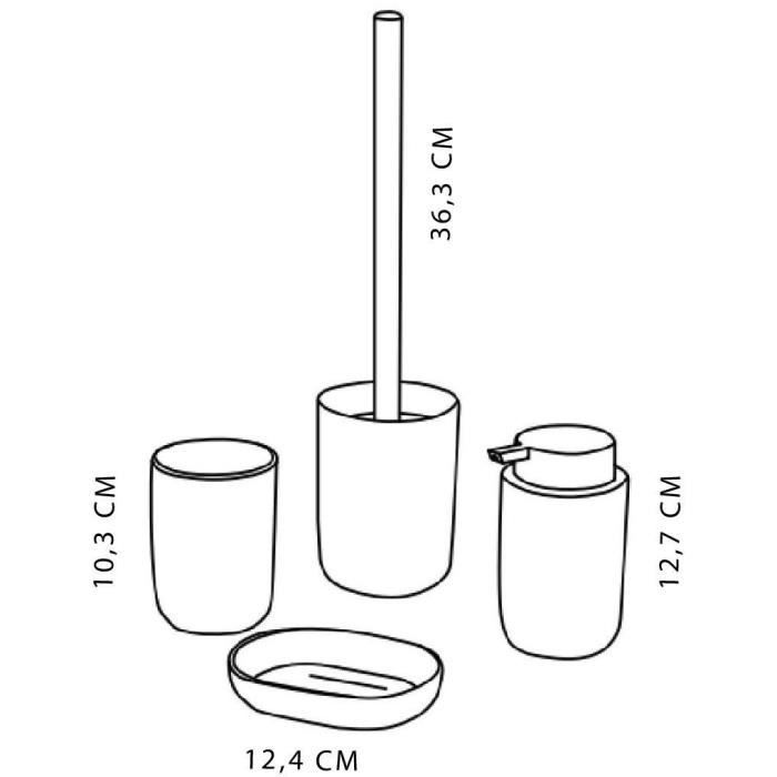 4-Piece Bathroom Accessory Set - TODAY - UTILITY - Tumbler, Soap Dispenser, Toilet Brush - White