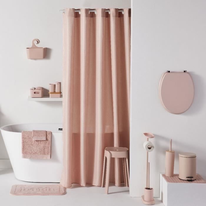 TODAY UTILITY 5-Piece Bathroom Accessory Set - Soap Dispenser, Toothbrush Holder, Soap Dish, Toilet Brush, Wastebasket - Pink