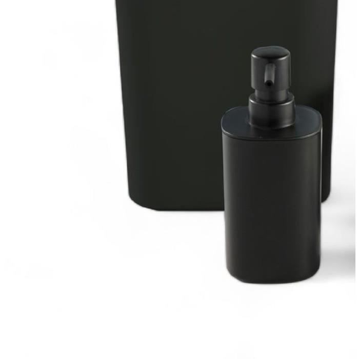 TODAY 5-Piece Bathroom Accessory Set - Black - Soap Dispenser, Toothbrush Holder, Soap Dish, Toilet Brush, Waste Bin