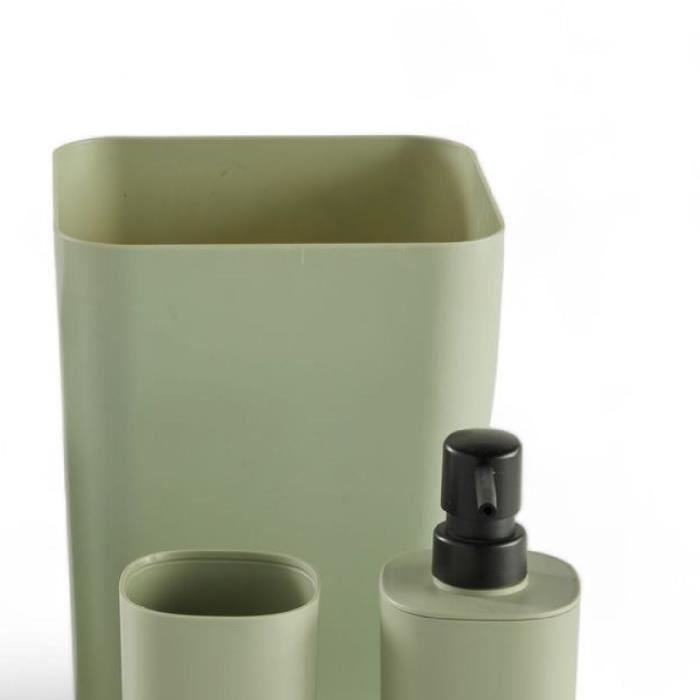 TODAY 5-Piece Bathroom Accessory Set - Green - Soap Dispenser, Toothbrush Holder, Soap Dish, Toilet Brush, Waste Bin