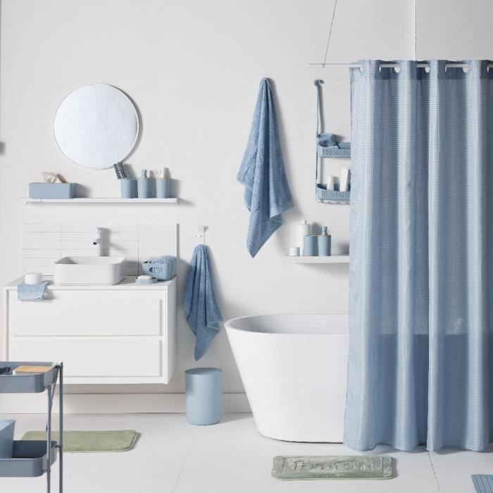 Lot de 6 acc SDB - TODAY - UTILITY - Dist savon, gobelet, porte-brosse a dents, porte savon, brosse WC, poubelle - Blue
