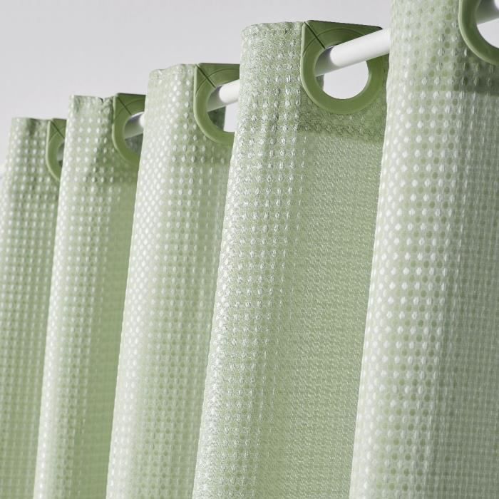 Waffle Shower Curtain Green - Polyester - 180 x 200 cm - 12 Hooks