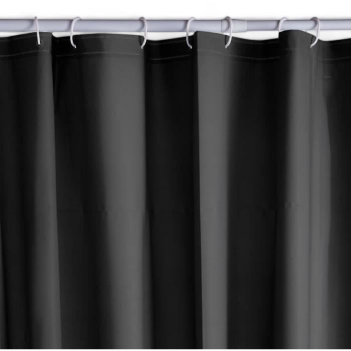 Waffle Shower Curtain 180 x 200 cm - Black PEVA - 12 Hooks - UTILITY