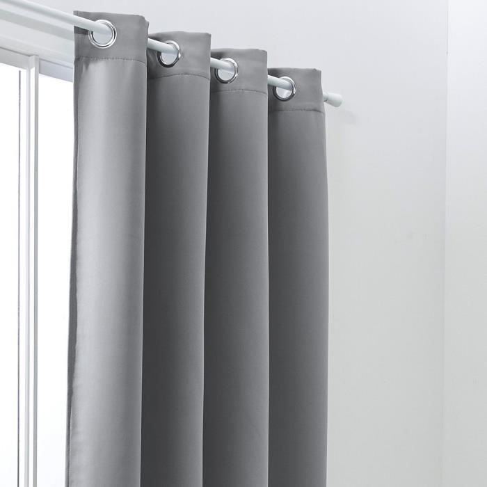 TODAY Blackout Curtain Eyelets Plain Grey 140x240 cm
