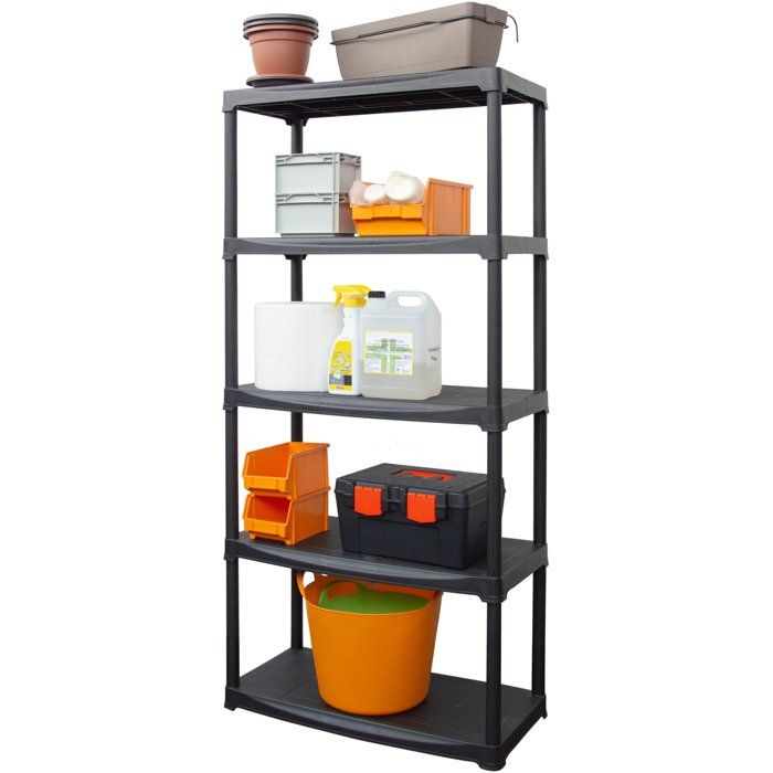 TOOD ETA 845 Storage Shelf - 5 Shelves - Plastic - 80 x 39 x 180 cm - Black