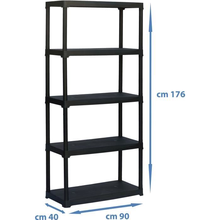 TOOD Plastic Shelving Unit - 5 Shelves - 176x90x40 cm - 30 kg per Shelf