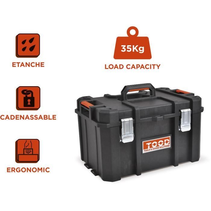TOOD Tool Case - Waterproof - Tool Organizer Dividers - 53x37x31 cm