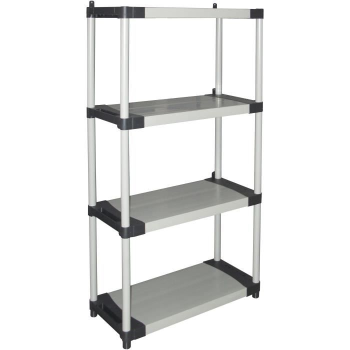 TOOD Plastic Shelving Unit - 4 Shelves - 80 kg per Shelf - 80x40x168 cm - Black/Grey