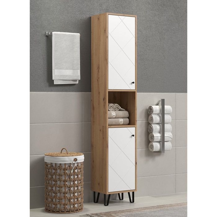 TRENDTEAM Touch Series High Cabinet - White/Brown - 36 cm - 191 cm High